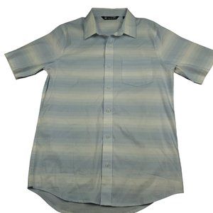 Travis Matthew Mens S Shirt Short Sleeve Button Up Striped‎ Blue Lightweight